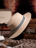 Load image into Gallery viewer, Summer new French retro flat top top hat elegant big brim seaside travel breathable sun hat versatile and comfortable