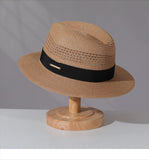 Load image into Gallery viewer, Straw hollow Panama straw hat men and women summer seaside vacation beach hat jazz hat sun visor top hat