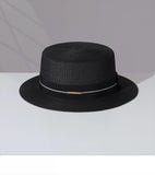 Load image into Gallery viewer, Big head circumference French flat top straw hat women's summer flat edge British retro small brim top hat sunshade sun protection hat vacation men