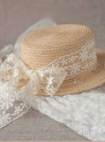 Load image into Gallery viewer, Straw hat Japanese irregular lace art selection expensive raffia adjustable Korean version beach straw sun hat