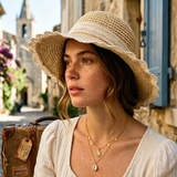 Load image into Gallery viewer, French Vintage Handmade Crochet Lace Brim Straw Sun Hat