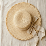 Load image into Gallery viewer, Elegant French Vintage Straw Hat with Bow - Summer Sun Shiel