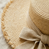 Load image into Gallery viewer, Elegant French Vintage Straw Hat with Bow - Summer Sun Shiel