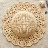 Load image into Gallery viewer, Handmade French Crochet Lace Brim Straw Sun Bucket Hat