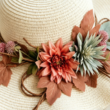 Load image into Gallery viewer, French Vintage White Flower Wavy Brim Straw Sun Hat
